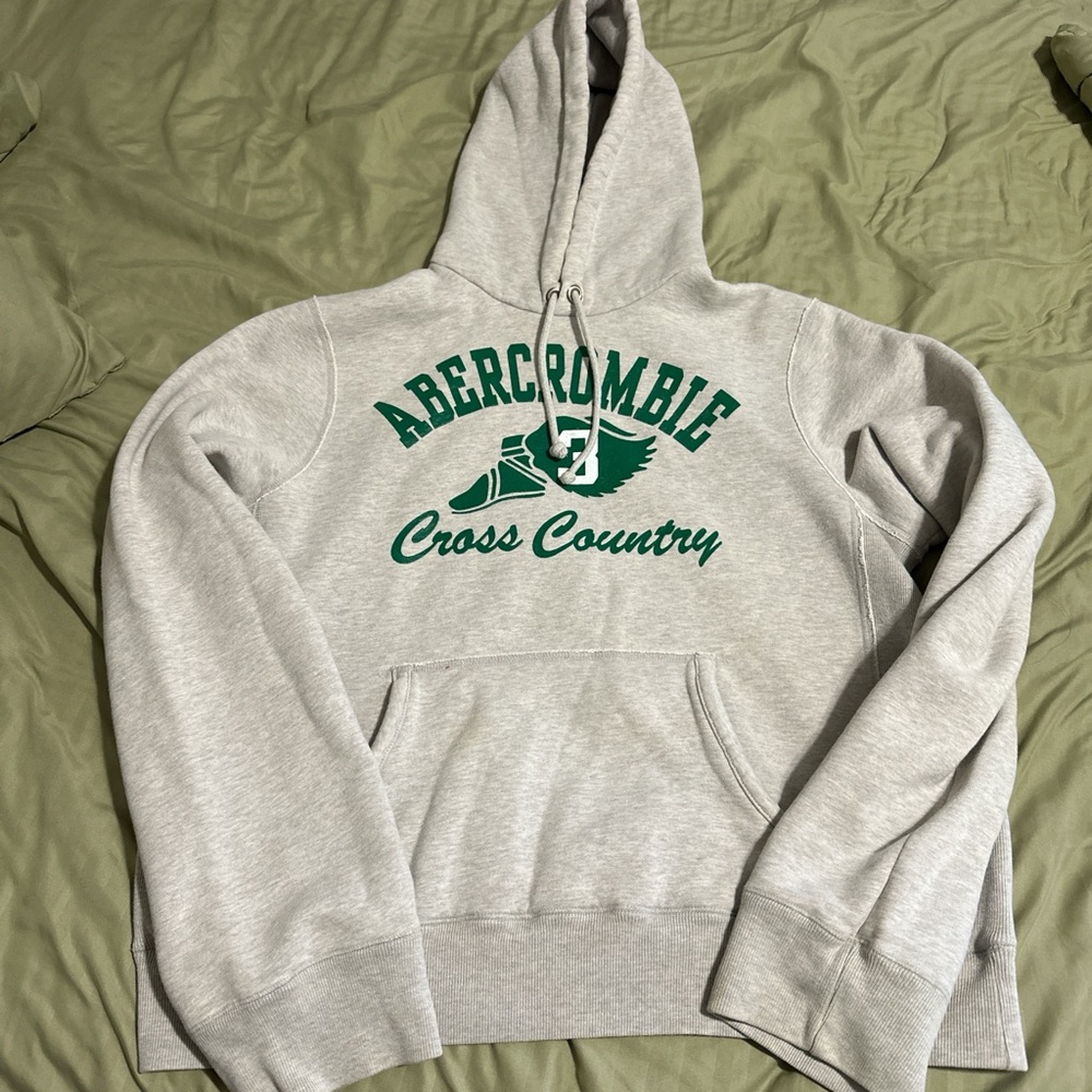 Vintage 2000s Abercrombie & Fitch Gray Hoodie with Green Accents